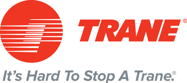 Trane logo with slogan "it's hard to stop a trane"